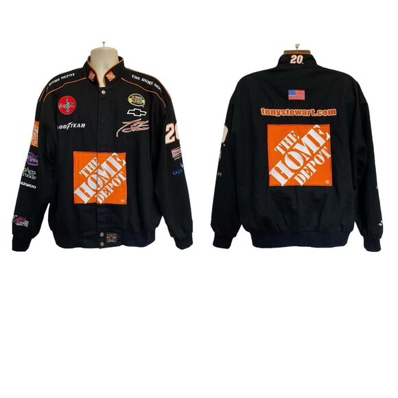 Vintage Chase Authentics Tony Stewart No. 20 Home Depot NASCAR Bomber Jacket XL - Picture 1 of 16